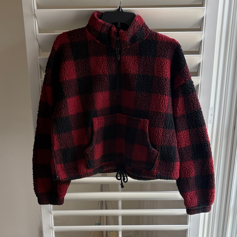 Hippie Rose Red and Black Plaid Puffer Jacket